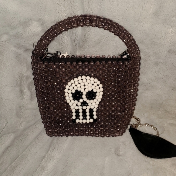Bouffants And Broken Hearts Handbags - Beaded Skull Purse